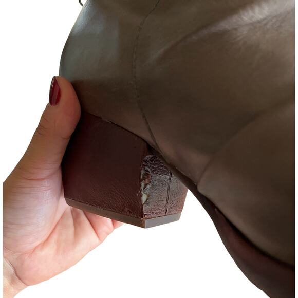 KORK EASE Kissel Ankle Boots Ruched Leather Block Stacked Heels Back Zipper 9M - Picture 9 of 14